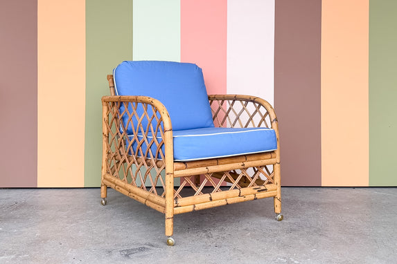 Rattan Lounge Chair on Casters