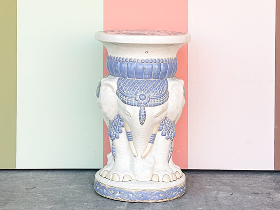 Blue and White Tri Head Elephant Garden Seat
