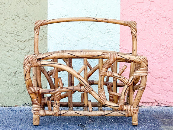 Old Florida Rattan Magazine Rack
