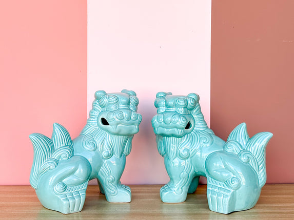 Pair of Turquoise Foo Dogs
