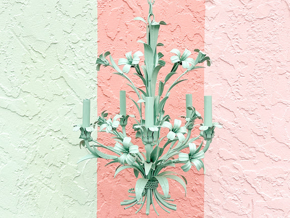 Southfield Green Floral Tole Chandelier