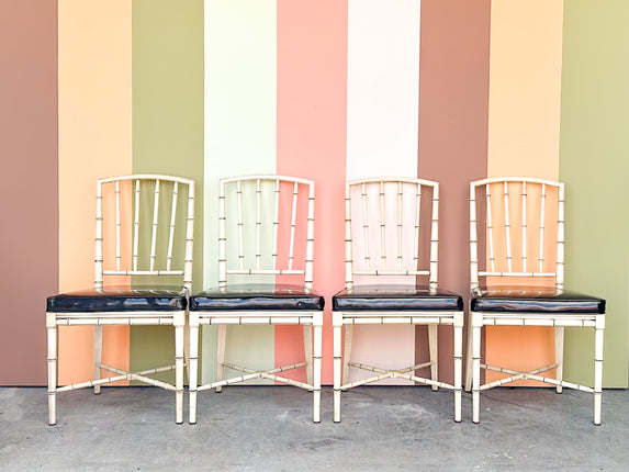 Set of Four Drexel Faux Bamboo Dining Chairs