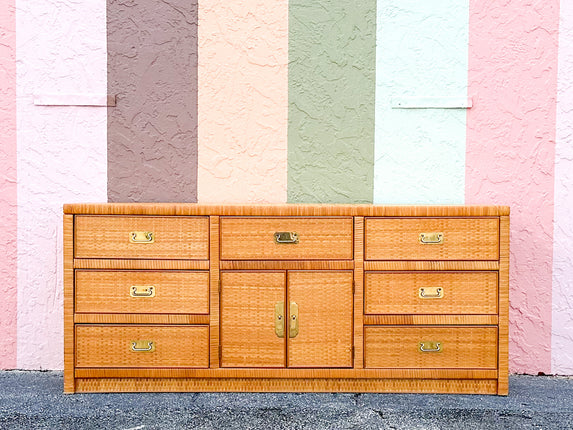 Coastal Chic Rattan Wrapped Dresser