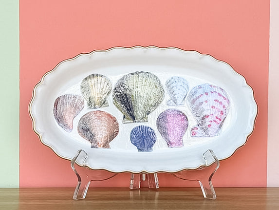 Scallop Shell Decoupage Trinket Tray