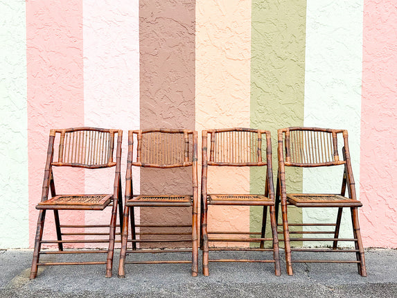 Set of Four Bamboo Folding Chairs