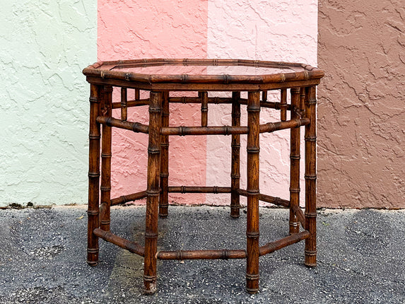 Handsome Faux Bamboo Side Table