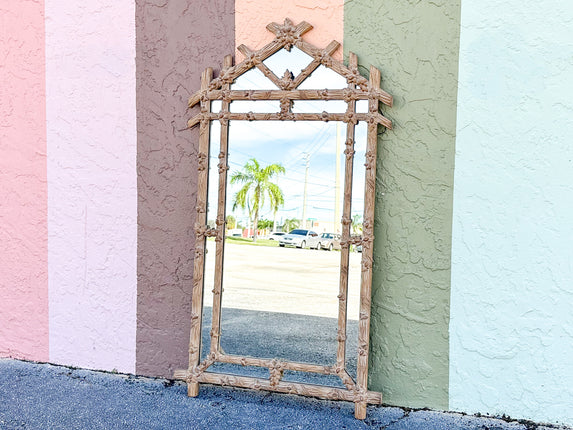 Faux Bois Lattice Mirror