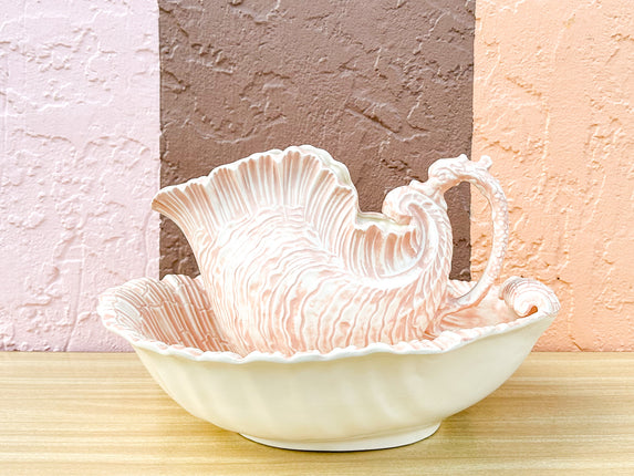 Shell Chic Ceramic Bowl and Pitcher