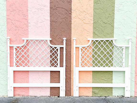 Pair of Ficks Reed Pagoda Rattan Twin Headboards
