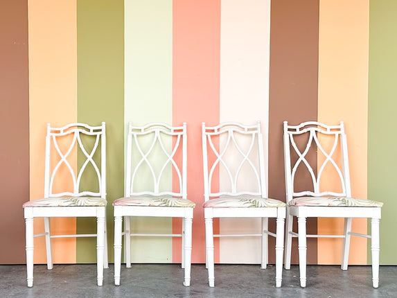 Set of Four Thomasville Faux Bamboo Dining Chairs