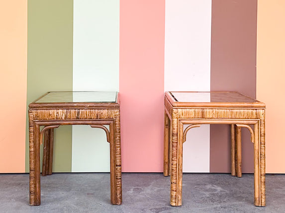 Pair of Rattan Side Tables