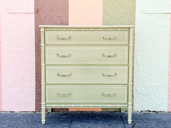 Seafoam Faux Bamboo Tall Chest