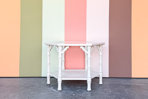 Faux Bamboo Hexagon Side Table