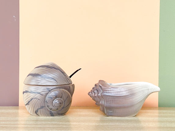 Japanese Conch Shell Creamer and Sugar Set
