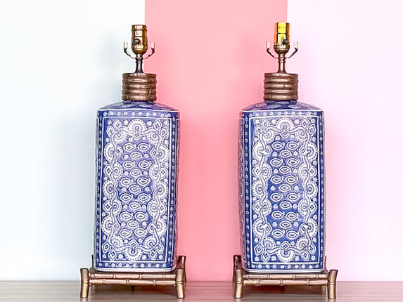 Pair of Blue Bandana Lamps