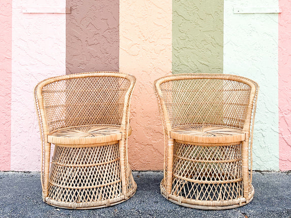 Pair of Island Style Buri Rattan Chairs