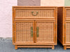 Pair of Rattan Wrapped Faux Bamboo Nightstands