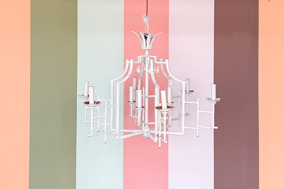 Large Faux Bamboo Pagoda Chandelier