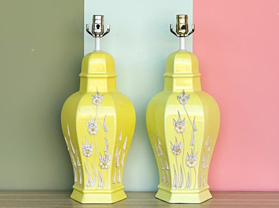 Pair of Yellow Daisy Icing Lamps