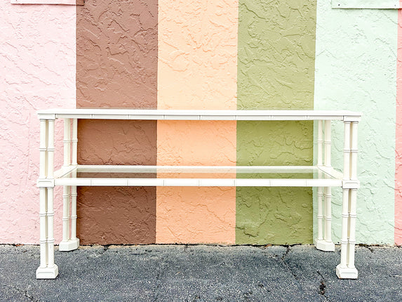 Tri Leg Faux Bamboo Console