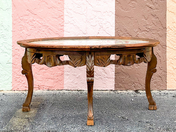 Moroccan Inspired Wood Carved Coffee Table