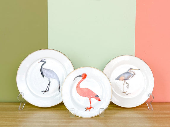 Set of Three Decoupage Bird Plates