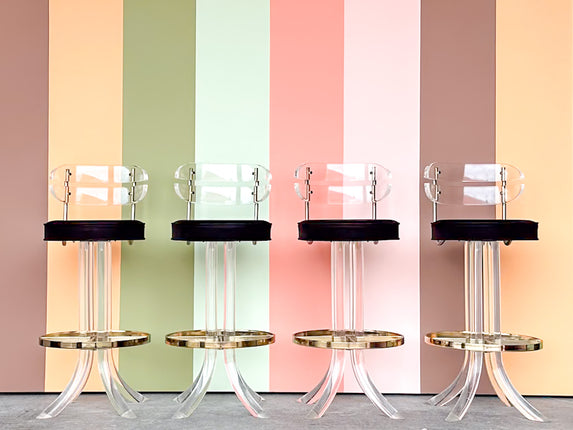 Set of Four Lucite Bar Stools