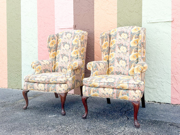 Pair of Palm Beachy Wingback Chairs