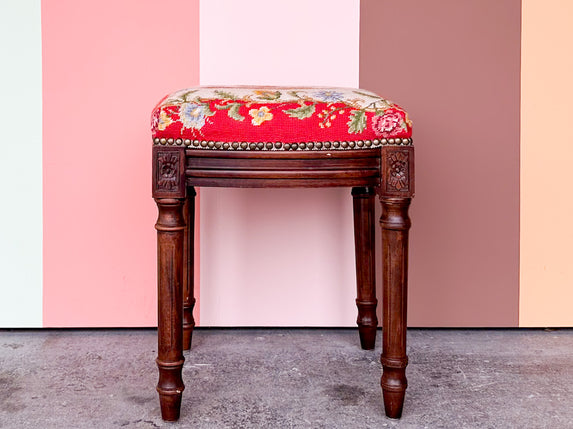 Monkey Needlepoint Stool