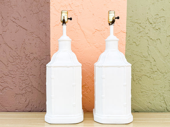 Pair of Palm Beach Chic Faux Bamboo Lamps