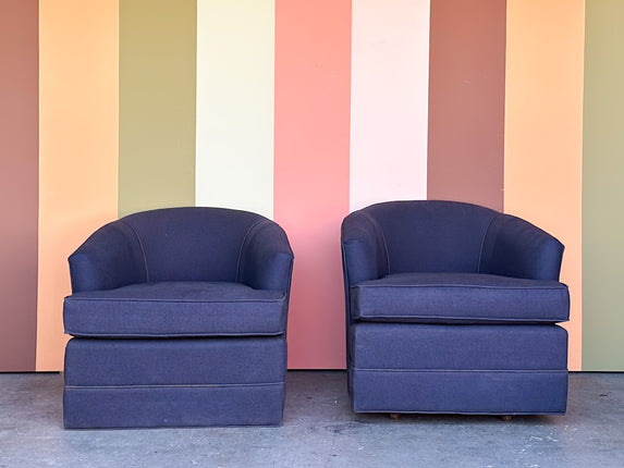 Pair of Cute Navy Upholstered Chairs