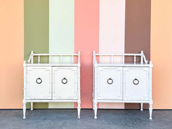 Pair of Drexel Faux Bamboo Nightstands