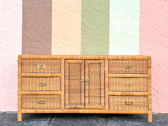 Coastal Chic Wicker Dresser