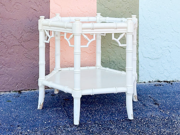 Hexagon Fretwork Faux Bamboo Side Table