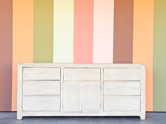 Coastal Cool Pencil Reed Rattan Credenza