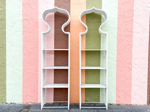 Pair of Moroccan Style Wicker Etageres