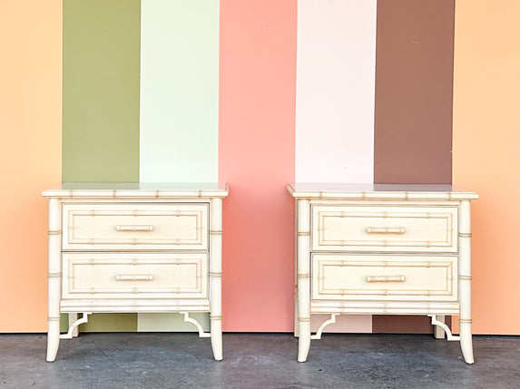 Pair of Dixie Aloha Faux Bamboo Nightstands