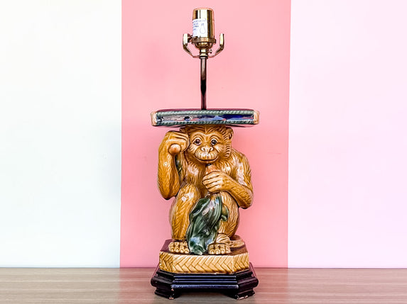 Majolica Style Monkey Lamp