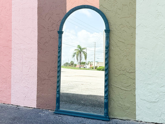 Deep Sea Blue Shell Motif Arch Mirror
