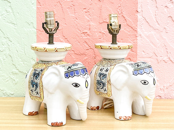 Pair of Adorable Elephant Lamps