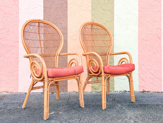 Pair of Rattan Balloon Back Chairs