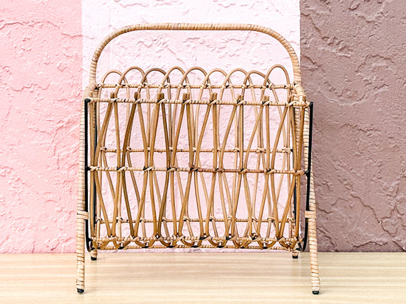 Cute Metal and Rattan Magazine Rack