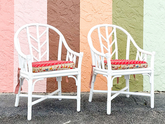 Pair of McGuire Feather Back Chairs