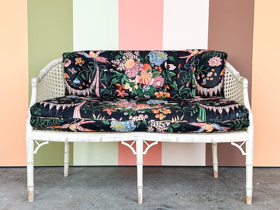 Faux Bamboo and Cane Bench