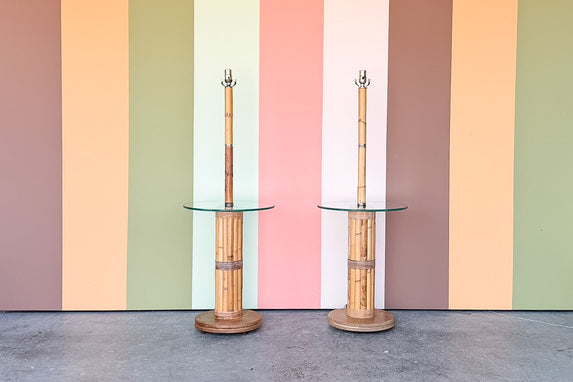 Pair of Old Florida Bamboo Table Lamps