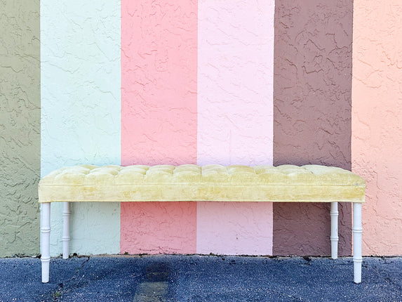 Butter Yellow Tufted Bench