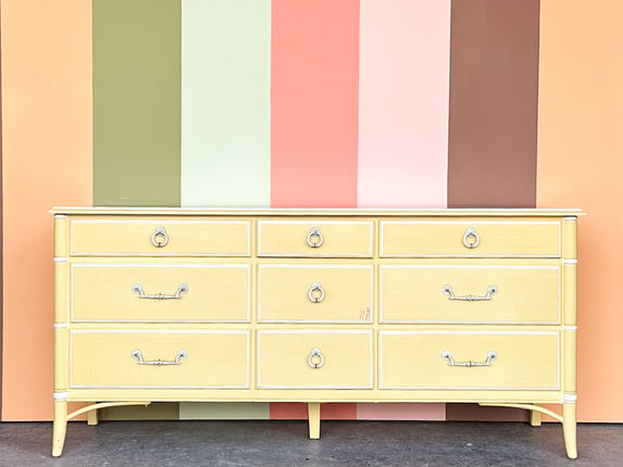 Yellow Thomasville Faux Bamboo Dresser
