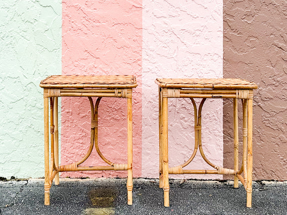 Pair of Cute Rattan Side Tables