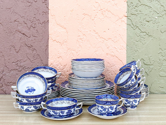 Blue and White Pagoda China Set
