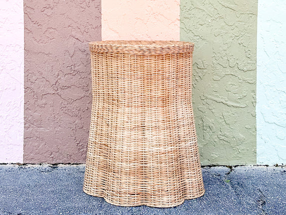 Draped Wicker Side Table